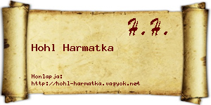 Hohl Harmatka névjegykártya